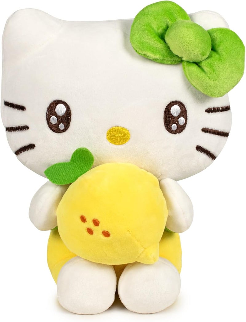 Hello Kitty Sanrio Hello Kitty and Friends Macedonia Hello Kitty with Lemon Large Plush Toy (32 cm, Yellow/White/Green) - Image 1
